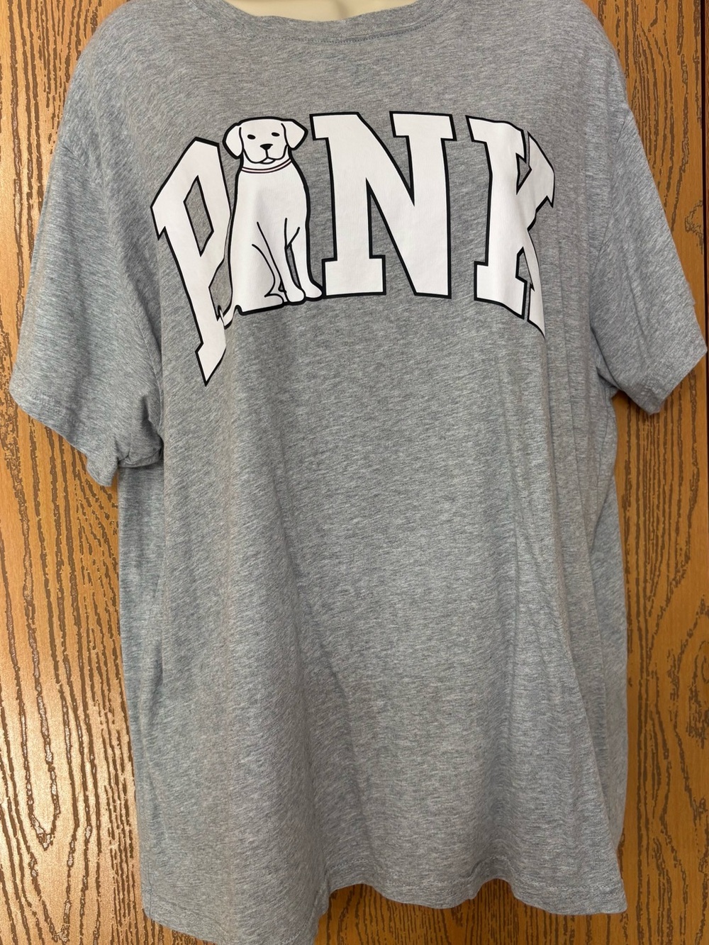 PINK Victoria's Secret Gray Dog Logo Tee